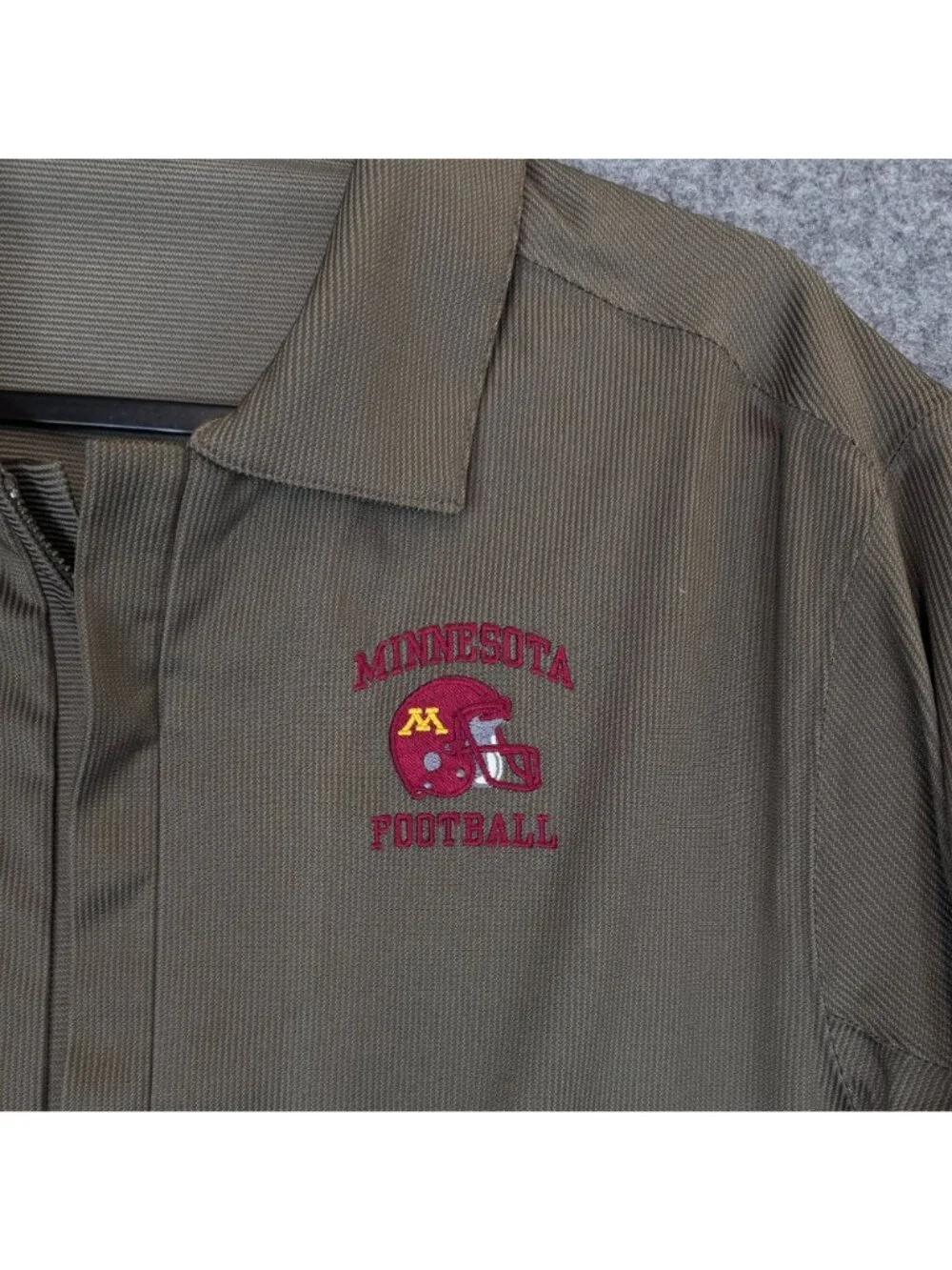 Nike Minnesota Gophers Mens Medium Tiger Woods Zip Jacket Football Green Brown